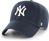47 Brand MLB Team Color Home Primary Logo Clean Up Adjustable Baseball Cap Hat, Adult One Size Fits All - New York Yankees Navy