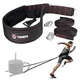 Sled Pulling Belt with Adjustable Closure, 2 Sled Pulling Straps & 4 Hooks – Ideal for Resistance Training, Strength, Agility, and Multi-Directional Pulling (Back, Front, Sides)