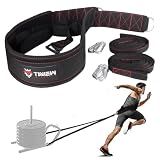 Sled Pulling Belt with Adjustable Closure, 2 Sled Pulling Straps & 4 Hooks – Ideal for Resistance Training, Strength, Agility, and Multi-Directional Pulling (Back, Front, Sides)
