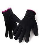 AFT90 2 Heat Resistant Glove for Hair Styling, Curling Iron, Flat Iron and Curling Wand, Black, Pink Edge