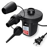MAXEVER Quick-Fill Electric Air Pump with 3 Nozzles, AC 110V-120V Portable Inflator Deflator for Inflatables Pool Float Toys Air Mattress Bed Couch Swim Ring Tube Raft, Black