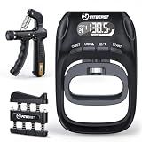 FitBeast Grip Strength Trainer Kit, Digital Grip Strength Tester with Adjustable Hand Gripper Strengthener & Finger Exerciser, Track Progress for Fitness, Rehab & Strength Building (Advanced 3-in-1 Kit)