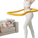 Infinity Hoop, Weighted Hula Hoop, Hula Hoops for Adults, Weighted Hula Hoops for Women - Spring Weighted Design Burns Fat,No Noise and No Meat Clipping (Light Yellow)
