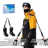 Mellbree Ski Strap, Skis and Poles Carrier for Easy Transportation of Your Clipstick Skiing Accessory/Pole/Skimate/Boot, Skier Gift Adjustable Size Comfortable Walking to and From the Mountain