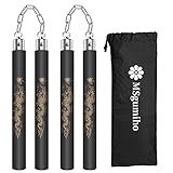 MSGumiho Nunchucks Safe Foam Rubber Training Nunchucks Nunchakus Match with Bearing Ball System and Steel Chain 2PCS for Kids Beginners Adults (Black)