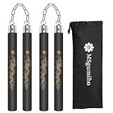 MSGumiho Nunchucks Safe Foam Rubber Training Nunchucks Nunchakus Match with Bearing Ball System and Steel Chain 2PCS for Kids Beginners Adults (Black)