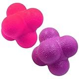 Coufce 2 Pack Reaction Balls Agility Training Ball Hand Eye Coordination Training Sports Reaction Speed Multiside Reaction Ball（Pink and Purple）