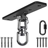 Dolibest Heavy Bag Hanger, Wall Ceiling Mount Hook 360° Rotation Wood Beam Holder Body Weight Strength Training Systems, Wood Beam Holder with Spring and 1 Carabiner, 5Wood Screws for Wooden Sets
