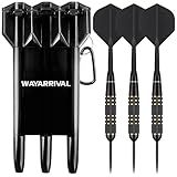 WAYARRIVAL Professional Steel Tip Darts Set - 23g Tungsten Brass Darts with Carrying Dart Case & Sharpener | One-Integrated Dart Flight and Shafts Design | for Beginners and League Players