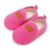 L-RUN Boys House Shoes Barefoot Girls Slippers Bedroom Slippers for Toddler Slipper Sock Rose Red 8.5-9 Toddler=EU26-27