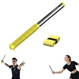 Badminton Power Trainer with Magnetic Resistance, 11.8" Swing Trainer Sound Feedback for Smash Technique, Real Racket Handle Feel for Wrist Arm Strength Training Fitness Professional Players (Yellow)