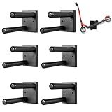 HAVXJAN Scooter Wall Mount, Metal Organizer Black Holder For 6 Scooter Vertical Space Saver Rack, Skateboard Wall Mount for Garage, living room, Shop (1 Tier-6 Packs)