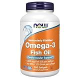 NOW Foods Supplements, Omega-3 180 EPA / 120 DHA, Molecularly Distilled, Cardiovascular Support*, 200 Softgels