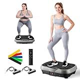 ALSO GO Vibration Plate Exercise Machine, 10 Preset Modes & 200-Level Full Body Workout Vibrating Plate for Lymphatic Drainage Weight Loss, 330lbs Capacity Shake Fitness Platform with Resistance Bands
