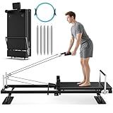 91.5'' Pilate Reformer Machine with Jump Board Pilates Ring Adjustable Resistance Springs Home Gym Equipment for Full - Body Workout, 500 lbs Capacity (91 Inch Pilate Reformer)