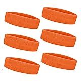 TOPTIE 6 Pieces Sweat Headbands Sport Cotton Terry Cloth Headbands-Orange