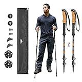 Cascade Mountain Tech Trekking Poles, Shaft Material: Aircraft- grade 6061 Aluminum with Adjustable Locks Expandable to 54" (Set of 2), Cork Grip, Orange, Extended Grip Material: EVA