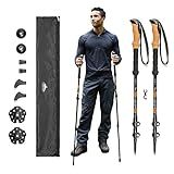 Cascade Mountain Tech Trekking Poles, Shaft Material: Aircraft- grade 6061 Aluminum with Adjustable Locks Expandable to 54" (Set of 2), Cork Grip, Orange, Extended Grip Material: EVA