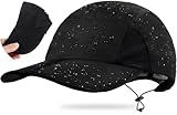 Ababalaya Unisex Lightweight Waterproof Baseball Cap, Foldable UPF 50+ Breathable Sun Hat, Quick Dry Nylon Summer Visor Hat for Outdoor Sports, Black