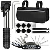 Bike Repair Kit, Bicycle Repair Bag With Tire Pump, Bike Tool Kit for Camping Travel, 16-in-1 Bike Multitool, Bicycle Tire Repair Kit, 4mm and 5mm Allen Wrenches, Used for Mountain Bike and Road Bike