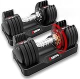 Keppi Adjustable Dumbbells Set-25lb Pair, Anti-Slip Metal Fast Adjust Weight Handle, Exercise & Fitness for Full Body Workout -DBA25(Pair)