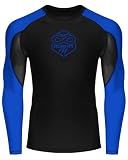 Runhit BJJ Rashguard for Men Jiu Jitsu Compression Shirts Long Sleeve MMA No GI Wrestling Grappling Martial Arts Sports Base Layer Blue L