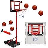 Kids Basketball Hoop with Stand, Adjustable Basketball Set, Toddler Basketball Toys for Boys Age 3 4 5 6 7 8, Indoor Outdoor Backyard Sport Game Gifts