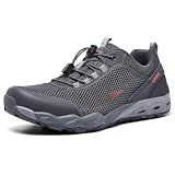 AIVEJE Men's Hiking Shoes Breathable Non-Slip Sneakers Mesh Walking Shoes for Outdoor Trekking 7.5 Grey