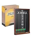 Play Platoon Dart Scoreboard & Darts Holder Wall Mount - 16x22 Inch Wood Chalkboard Scorekeeper Game Room Accessories & Decor for Man Cave Cabinet