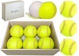 HANKLENSS 6/12 Pack Sports Practice Softballs - 12-Inch Official Size and Weight Slowpitch Softball, Unmarked & Leather Covered Training Ball for Games, Practice and Training, Yellow