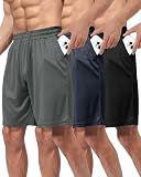 BOOJO 3 Pack Gym Basketball Mens Shorts - Quick Dry Black Workout Athletic Shorts with Pockets for Casual Running(S-6XL)