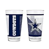 Rico Industries NFL Football Dallas Cowboys 16 oz Pint Glasses with Digitally Printed Logo, Practical Set of 2 Classic Drinking Glasses, Dishwasher Safe