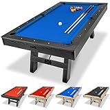 GoSports 7 ft Pool Table with Wood Finish - Modern Billiards Table with 2 Cue Sticks, Balls, Rack, Felt Brush and Chalk - Choose Your Style