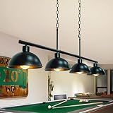 Kwpcvz Pool Table Light for 7' 8' Adjustable Billiard Lights Hanging Over Pool Table Lights, 4 Lights Island Lights Farmhouse Dining Room Light Fixture for Billiards Room, Matte Black Metal Shade