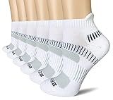 BERING Women's Athletic Running Cushioned Ankle Socks, Size 6-9, White, 6 Pairs