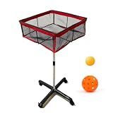 TNZMART Ping Pong Ball Pickleball Holder with Wheels, Height Adjustable Ping Pong Storage Cart, Portable Table Tennis Ball Collection Basket for Indoor Outdoor Training Practice