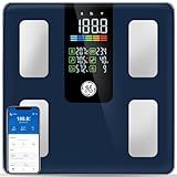 GE Scale for Body Weight Smart: Digital Bathroom Body Fat Scales for BMI Muscle Bluetooth Smart Weight Monitor 11.8" Large Platform Accurate Weighing Machine Health Analyzer with App 500lbs Black