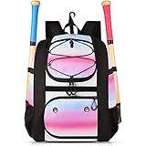 MATEIN Softball Bag, Lightweight Baseball Backpack with Shoe Compartment, Baseball Bag with Fence Hook for TBall Bat & Equipment, Softball Gifts Catchers Backpack for Women Fit Batting Glove, Helmet