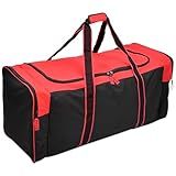 Jetstream Heavy Duty Hockey Bag | Multi Pocket Travel Duffel Bag | Large Sports Gym Equipment with Water Repellency | Foldable Luggage Bag with Padded Handles For Camping (36 Inch, Red)