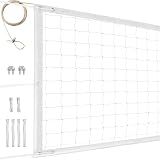YUXUXU Professional Volleyball Net Outdoor Heavy Duty, All Weather Enhanced, Extended Stainless Steel Cable, Extra Thick Borders, for Indoor Outdoor Sports - Regulation 32x3FT, White (Net Only)