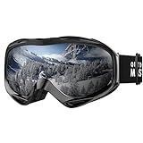 OutdoorMaster OTG Ski Goggles - Over Glasses Ski/Snowboard Goggles for Men, Women & Youth - 100% UV Protection (Black Frame + VLT 10% Grey Lens with REVO Silver)