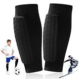 Soccer Shin Guards Shin Pads for Kids Youth Adult, Calf Compression Sleeve with Honeycomb Pads Protective Soccer Shin Pads Gear for Football Baseball Boxing Boys, Girls (Black, S(Age 6-10))