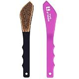 Boar Hair Rock Climbing Brush with Ergonomic Handle, Bouldering Boulder Brush as Durable Cleaning Tool for Climbing Chalk and Climbing Holds on Climbing Wall Indoor or Outdoor (Black&Puple)