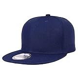 Falari Snapback Hat Cap Hip Hop Style Flat Bill Blank Solid Color Adjustable Size G201-02-Navy