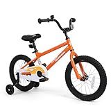bicystar Kid Bike with Training Wheels, BMX 16 inch Bicycle with Pedals, Toddle Bicycle for 3-5 Year Old Boys Girls, Birthday Gift, Orange