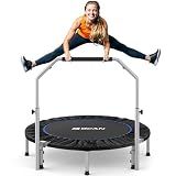BCAN SP2 48" Foldable Mini Trampoline Max Load 440lbs, Fitness Rebounder with Adjustable Foam Handle, Exercise Trampoline for Adults Indoor/Garden Workout | FED Fitness, Black