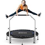 BCAN 40/48" Foldable Mini Trampoline Max Load 330lbs/440lbs, Fitness Rebounder with Adjustable Foam Handle, Exercise Trampoline for Adults Indoor/Garden Workout