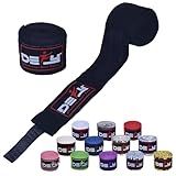DEFY Professional 180 Inch Hand Wraps for Boxing Muay Thai MMA Elastic Bandages for Men & Women -Pair (Black)