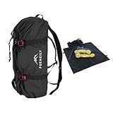 FUEMEILY Rock Climbing Rope Bag, Large Capacity Folding Rope Storage Backpack with Ground Sheet, Adjustable Straps Outdoor Climbing Gears Black