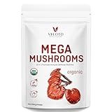 VELOTO Organic Mega Mushroom Powder Blend, 10 in 1 Complex Mushroom Extract Powder Herbal Supplement with Reishi, Cordyceps, Chaga, Lion's Mane, Vegan & More, Sustainably US Grown, Filler Free, 10oz